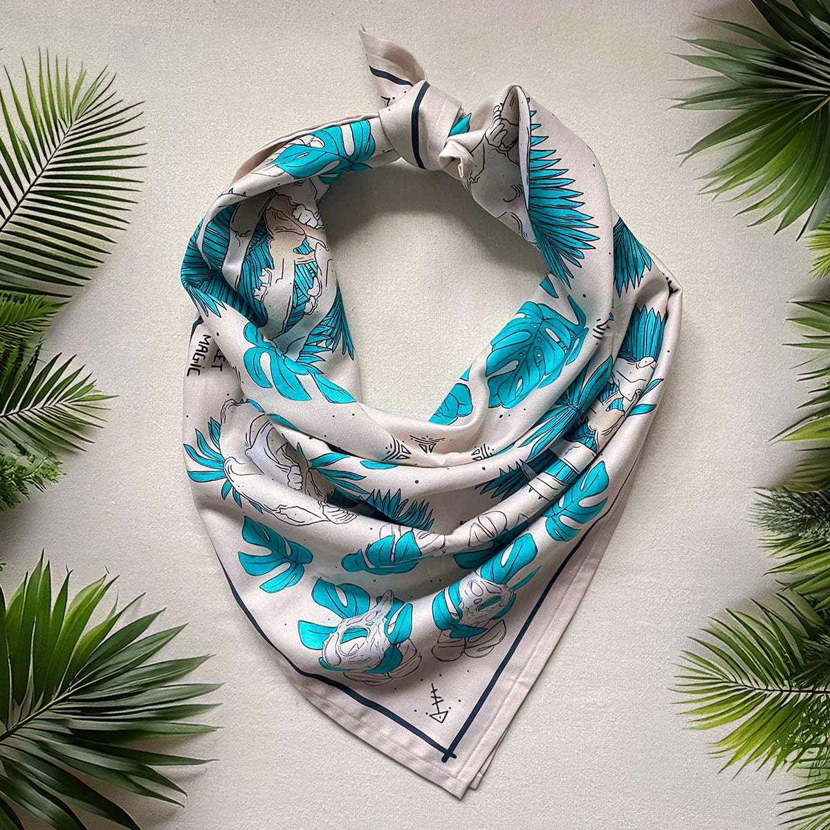Skulls & Leaves in Tiles Bandana