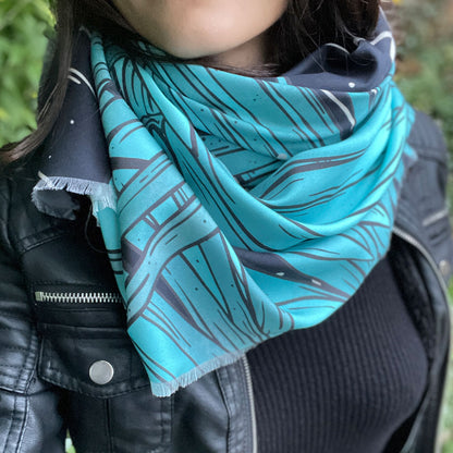 Skull Meets Teal Jungle Scarf