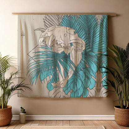 Skull Meets Teal Jungle Scarf