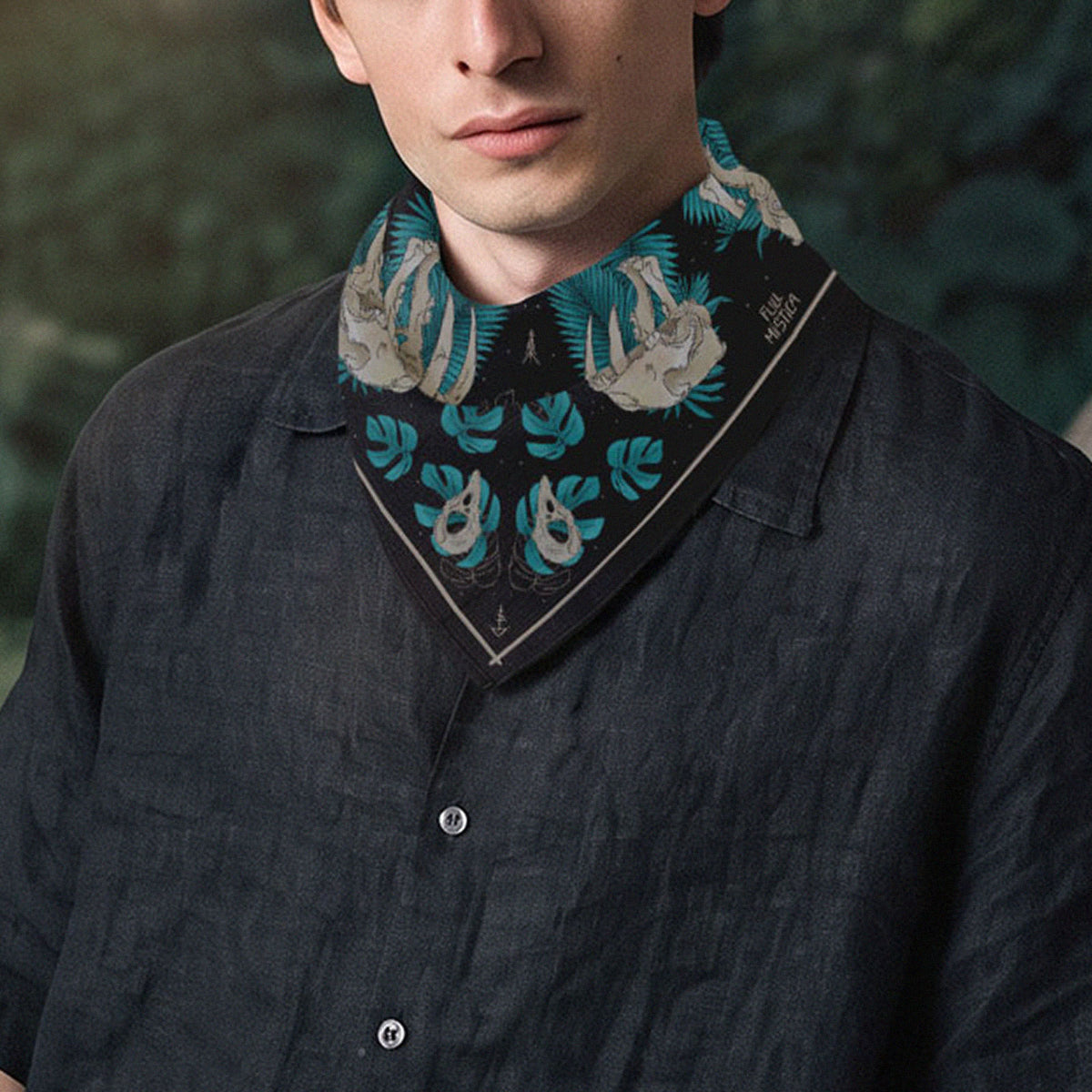 Skulls & Leaves in Tiles Bandana