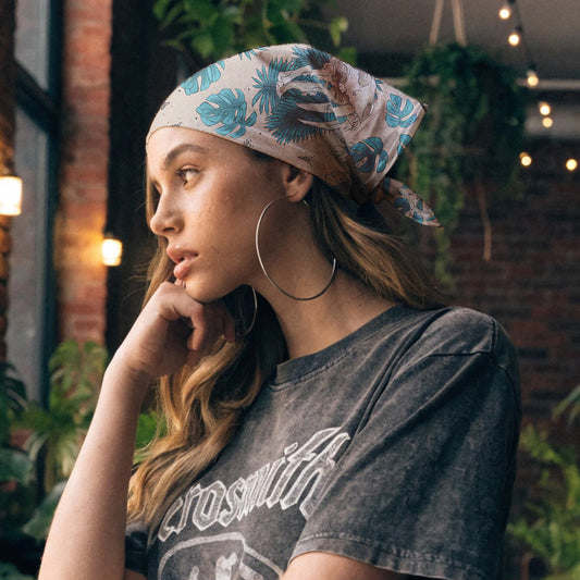 Skulls & Leaves in Tiles Bandana