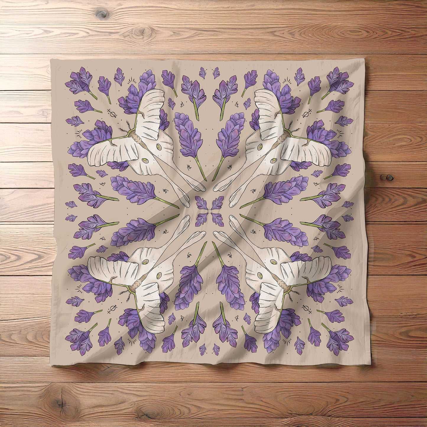 Moth & Lavender in Tiles Bandana