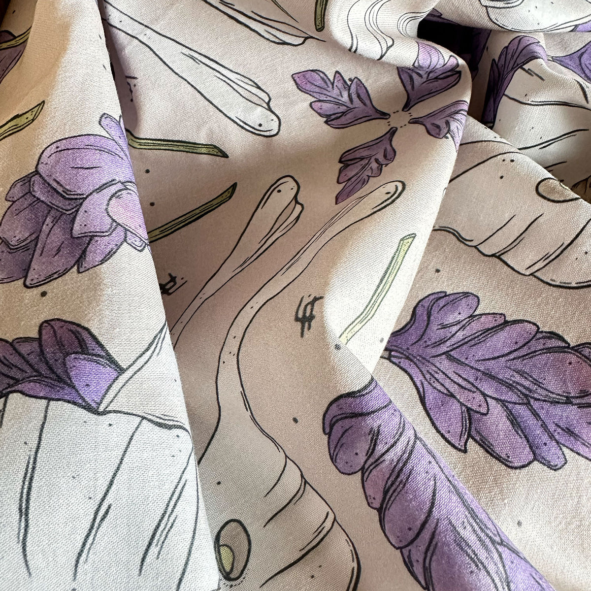Moth & Lavender in Tiles Bandana