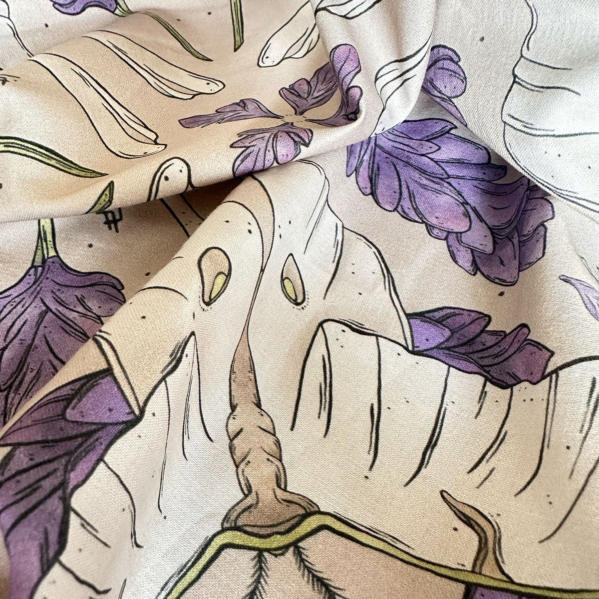 Moth & Lavender in Tiles Bandana