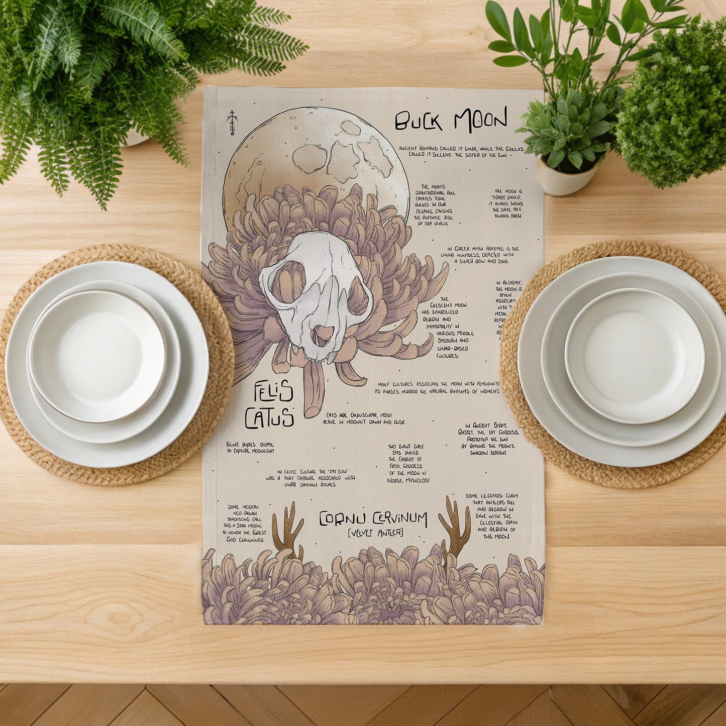 Buck Moon Compendium Tea Towel