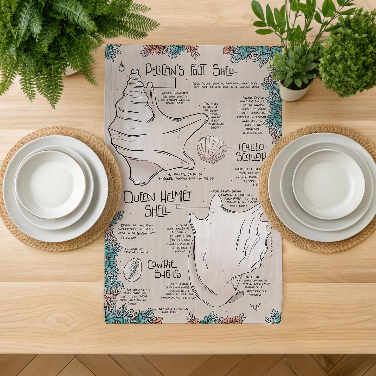 Coastal Treasures Compendium Tea Towel