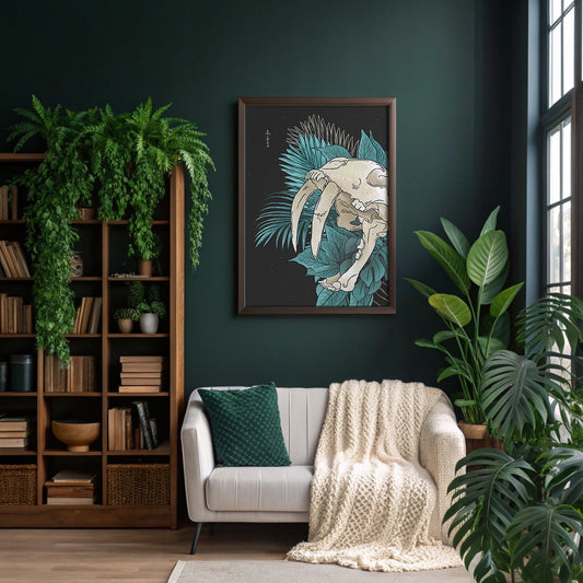 Great Smilodon Skull Art Print