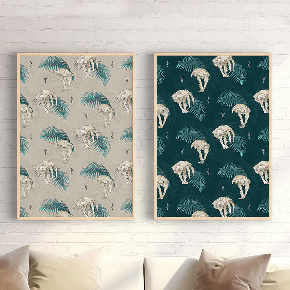 Raging Skulls Pattern Art Print