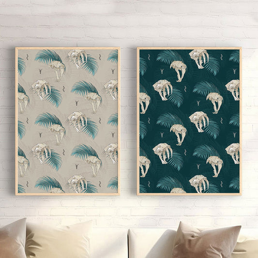 Raging Skulls Pattern Art Print