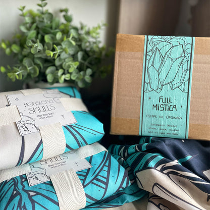 Skull Meets Teal Jungle Scarf