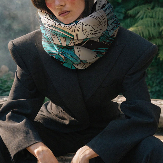 Skull Meets Teal Jungle Scarf