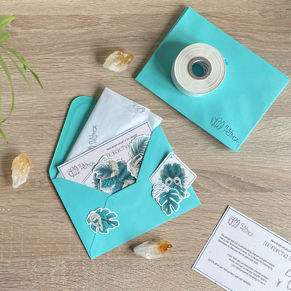 Clear Sticker Trio of Crystals in Teal