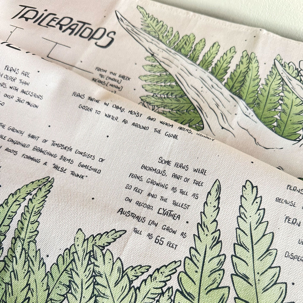 Triceratops & Ferns Compendium Tea Towel