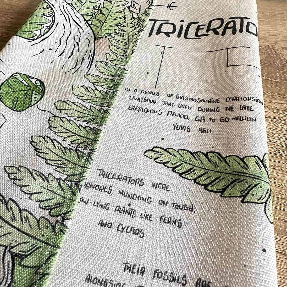 Triceratops & Ferns Compendium Tea Towel