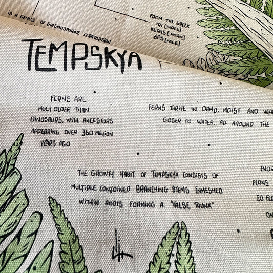 Triceratops & Ferns Compendium Tea Towel