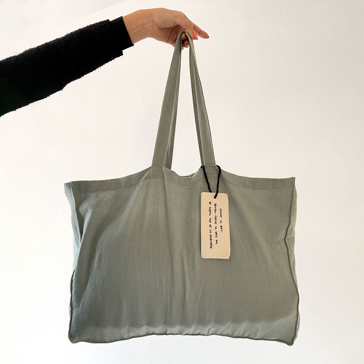 Wide Mossy Green Tote Bag
