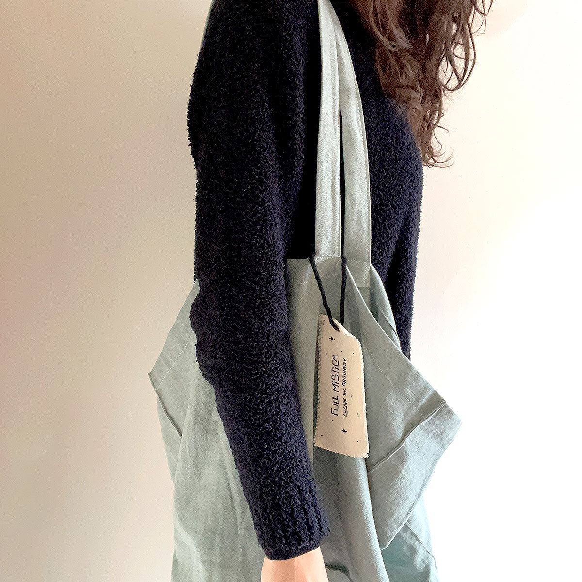 Wide Mossy Green Tote Bag