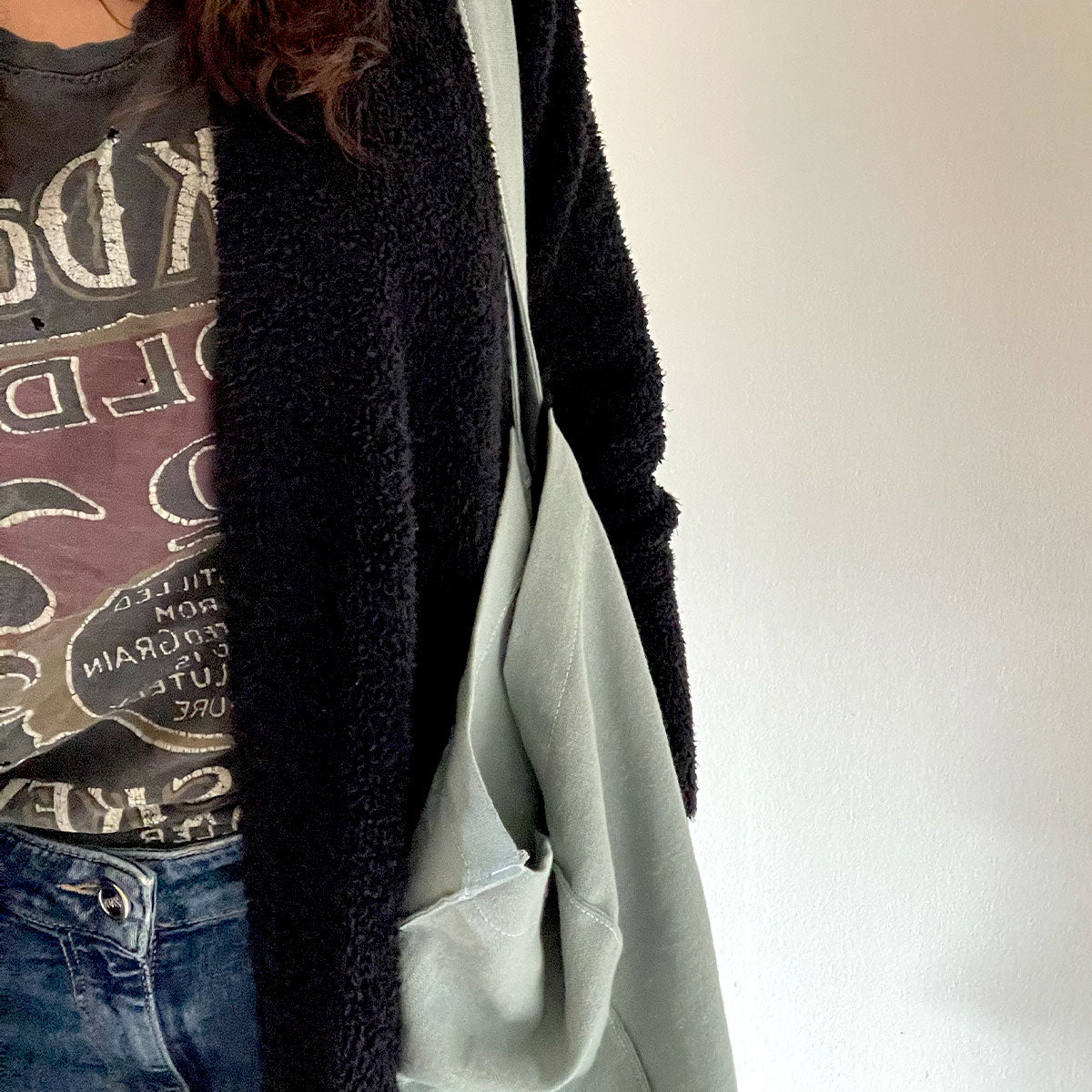 Wide Mossy Green Tote Bag